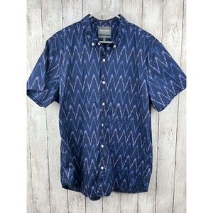 Bonobos Men's Shirt Blue XL Slim Fit Button Short Sleeve V Striped Cotton